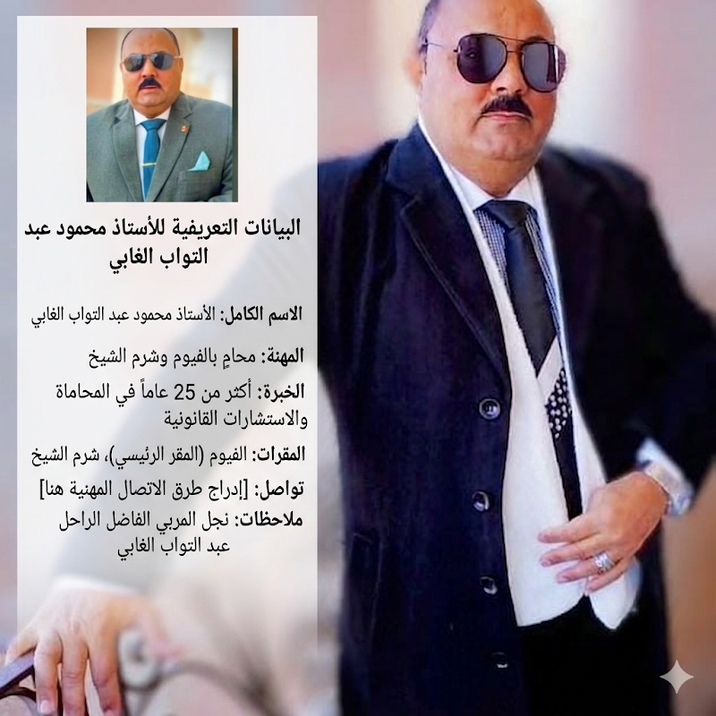 مكتب الأستاذ / محمود الغابى - المحامى--ALL AVVOCATO MAHMOUD AL GHABY