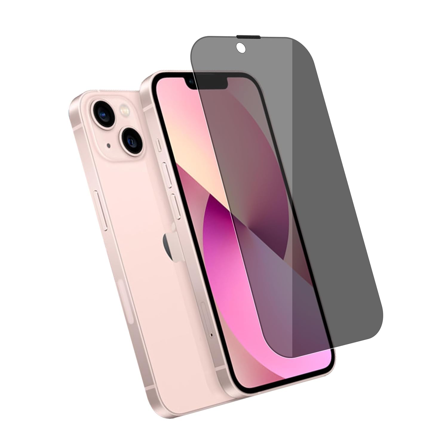 Privacy Anti-Spy Screen Protector with Black Frame for Apple iphone (13/14 / 13 pro) - 2