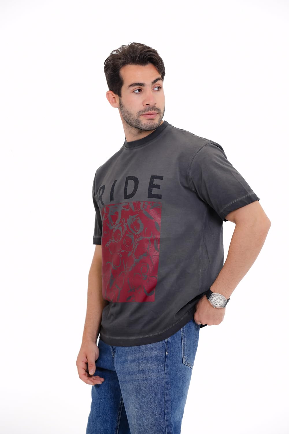 تيشيرت بطبعة زهور "RIDE" - 4