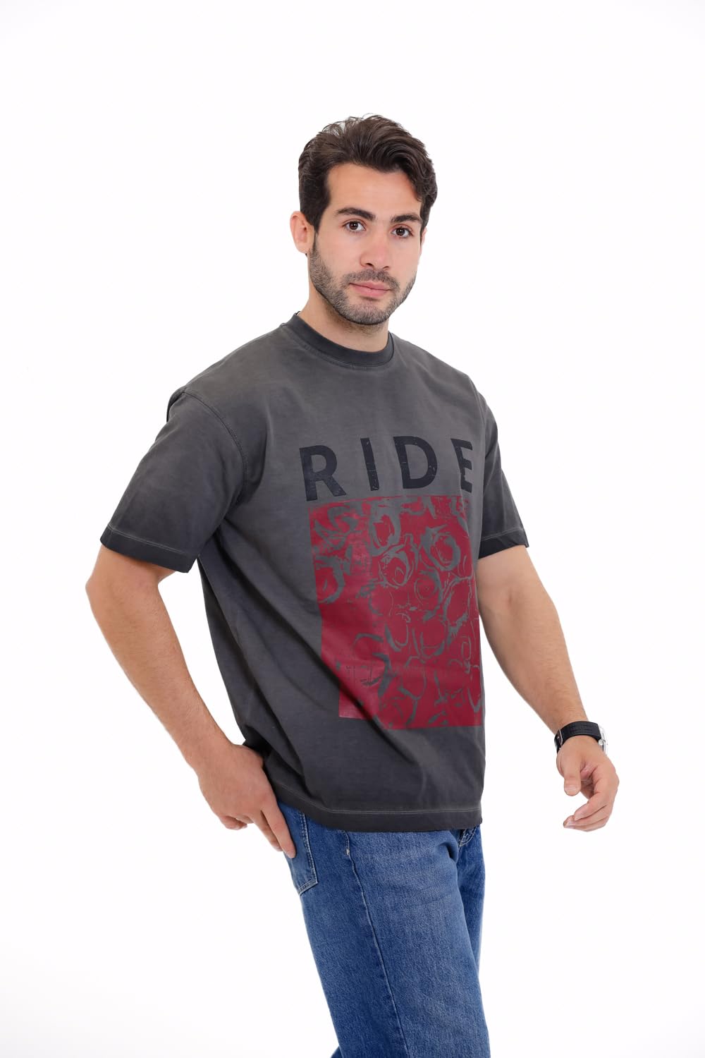 تيشيرت بطبعة زهور "RIDE" - 3